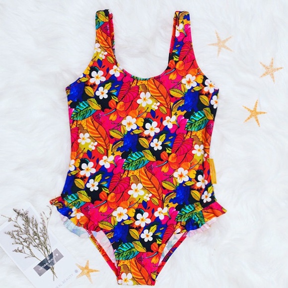 Kids Floral Print One piece swimsuit - Picture 2 of 3